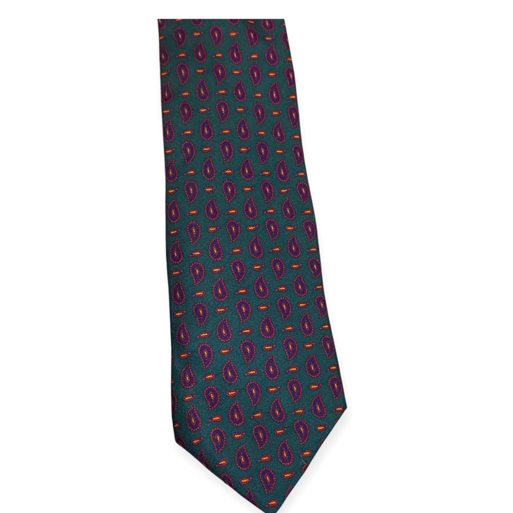 Vintage Givenchy Silk‎ Tie in a Green Paisley Print